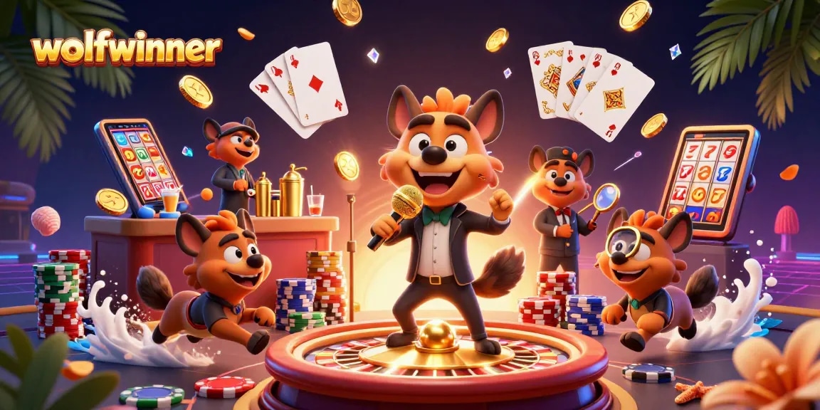 Join the fun at wolfwinner's casino with hyenas mixing drinks, making jokes, and checking IDs!