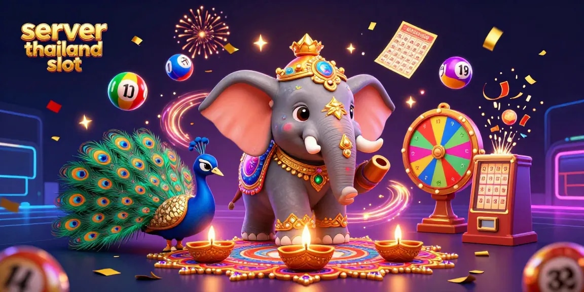 Play thrilling slots at server thailand slot with vibrant, colorful characters amidst dynamic gaming elements.