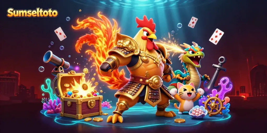 Engage in thrilling gameplay with sumseltoto featuring an epic rooster warrior and dragon hatchling.