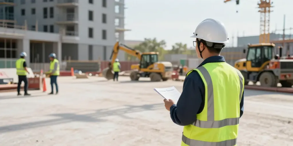 Construction Site Security guard ensuring safety at a local construction site.