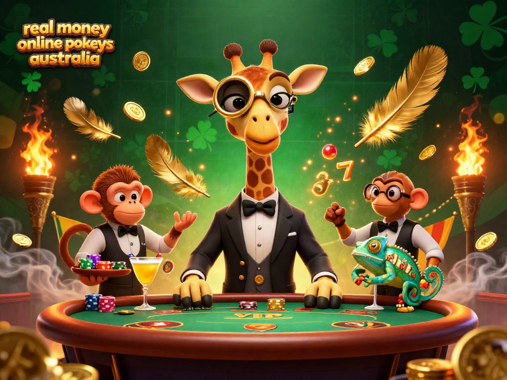 Experience the excitement of real money online pokies Australia with vibrant characters and dynamic casino elements.