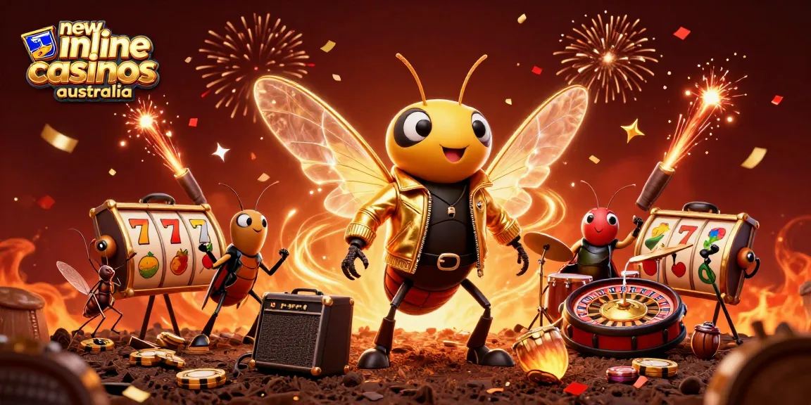 Experience the thrill of new online casinos Australia with exciting gaming elements and vibrant characters celebrating wins.