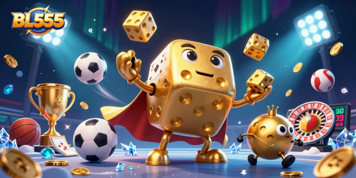 Experience thrilling gameplay with BL555, featuring a golden dice golem and exciting sports elements.