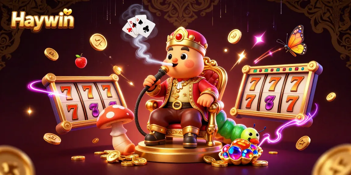 Experience winning at Haywin with a vibrant, dynamic casino scene featuring slot machines and themed characters.