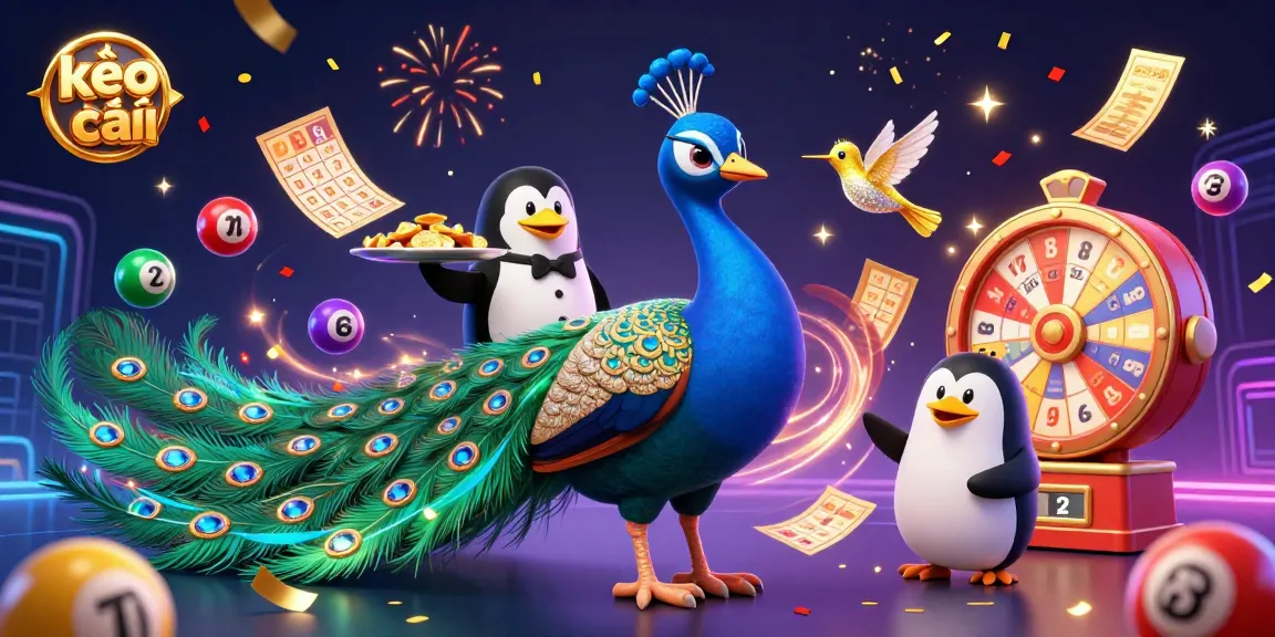 Experience exciting kèo nhà cái action featuring a peacock and dynamic casino elements.
