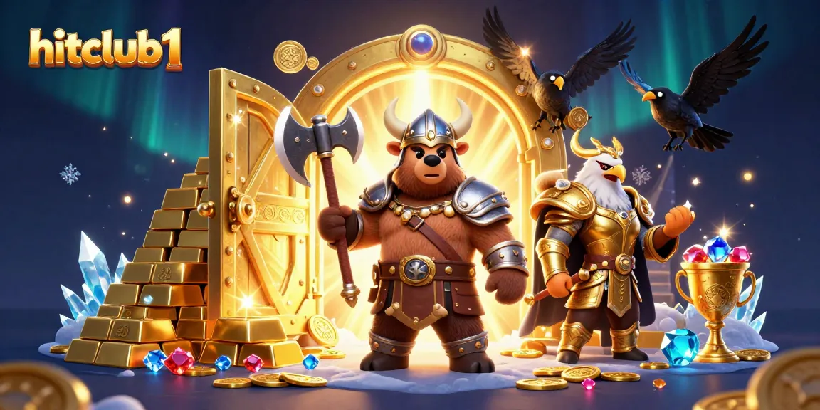 Experience thrilling gameplay at hitclub1 featuring dynamic Viking and Valkyrie characters amidst treasure and vibrant casino elements.